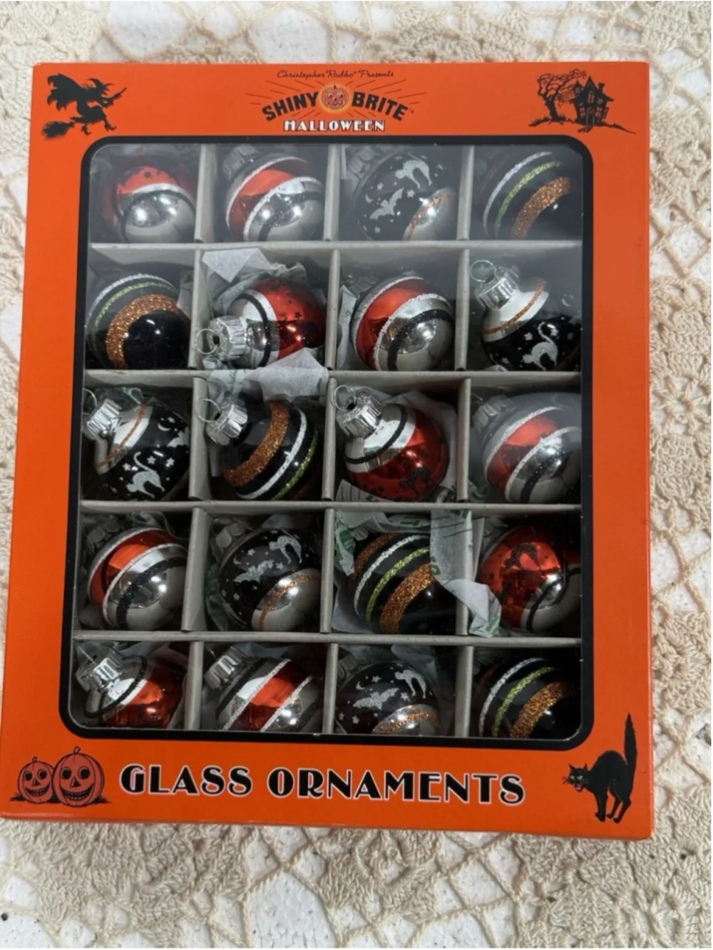 Christopher Radko Shiny Brite Halloween Mini Glass Ornaments 20 Pc NIB Retro